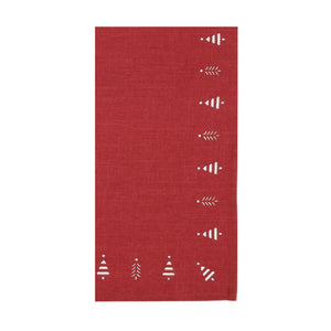 Tree Hemstitch napkin S/4 Red