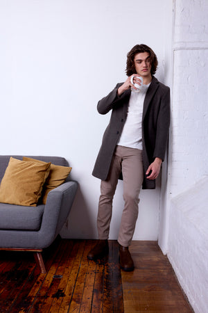 Mens Button Jacket - Bark