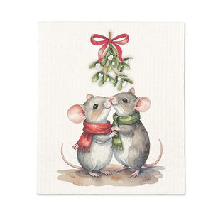 Swedish Dishcloth - Mice Under the Mistletoe