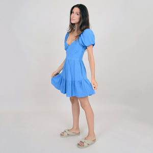 Floret Crepe Puff Dress - Riviera