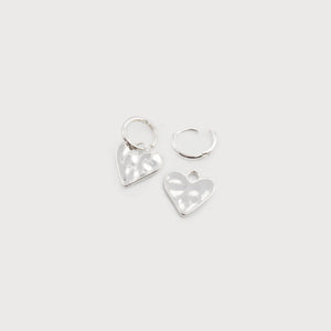 Heart Earrings Hammered Finish