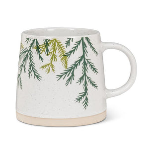 Wide base mug with cedar branches