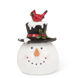Snowman with Cardinal Hat
