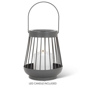 Spoke Lantern with LED Candle - Grey