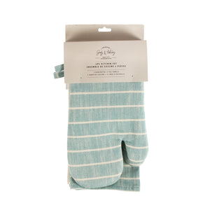 Simple Stripe Kitchen Set/4 Aqua