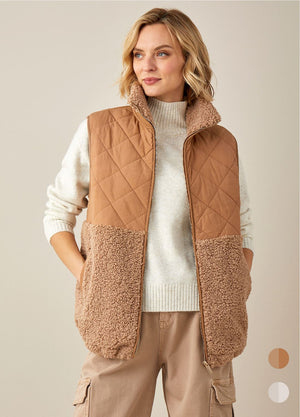 Quilted Vest Brown/Taupe