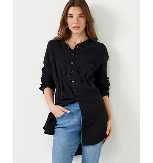 Cotton Gauze Tunic - Black
