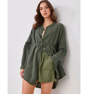 Cotton Gauze Tunic - Olive