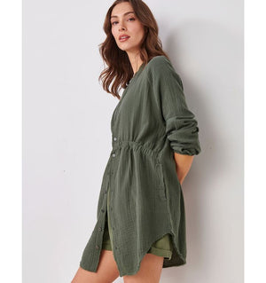 Cotton Gauze Tunic - Olive