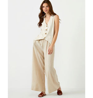 Linen Blend Vest Beige