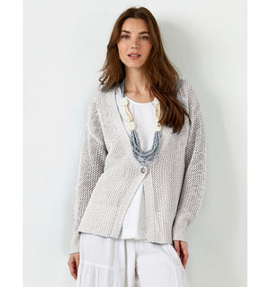 Knit Mesh Cardigan - white