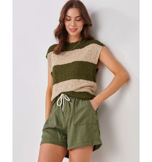 Cap Sleeve Knit Slub - Green