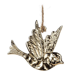 Flat Bird Ornament Gold