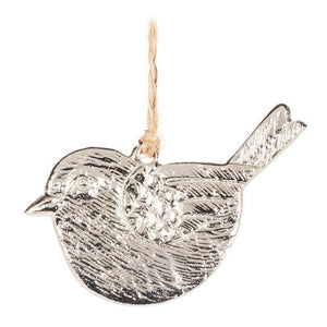 Flat Bird Ornament Silver