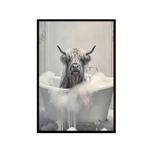 Highland Cow in Tub Wall Art