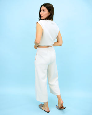 Victoria Soft Knit Cropped Pants - Cream