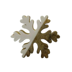 Medium wooden Snowflake White&Brown