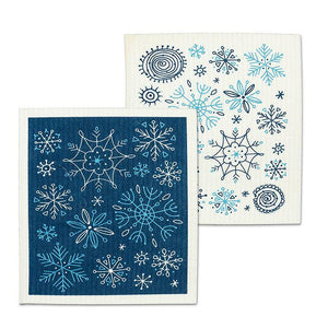 All Over Snowflakes Swedish Dish Cloth S/2