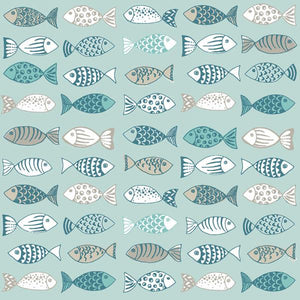 Lunch Napkin - Fishes on Aqua