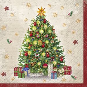 Lunch Napkin - Festive Tree cream