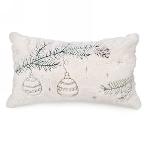 Faux Fur Foliage and Ornament Cushion