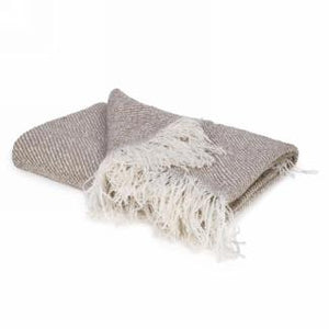 Fringed White & Brown Throw