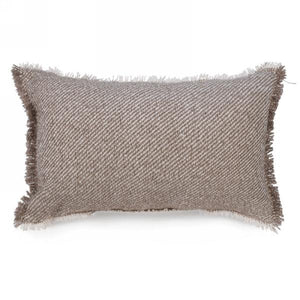 Fringed White & Brown Cushion