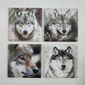 Grey Wolf Stone Coaster S/4
