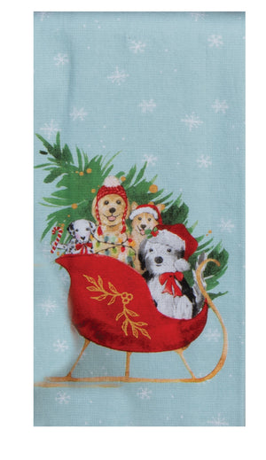 Tea Towel - Sleigh Pups