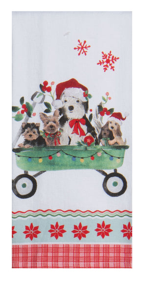 Wagon Pups Terry Tea towel