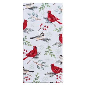 Winter Cardinal Toss terry tea towel