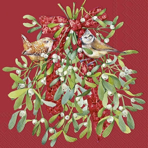 Lunch Napkin - Birds in Mistletoe