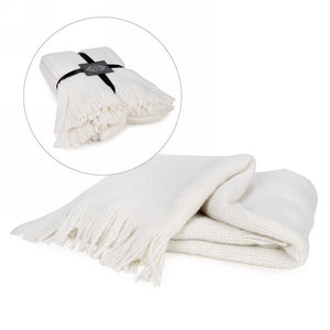 White Throw with Fringe