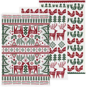 Folk Forest Christmas S/3 Flour Sack