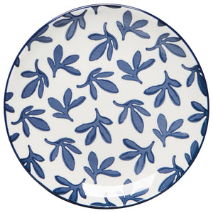 Blue Floral Stamped Appy Plate