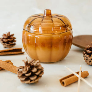 TSM Orange Glass Pumpkin Candle