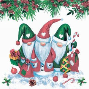 Lunch Napkin Gnomes in Red & Green