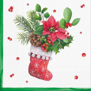 Lunch Napkin Stocking & Poinsettia Napkin