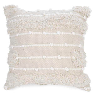 Cushion with Beige & White Fringe