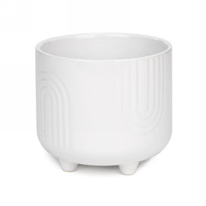 White Geo Pot on Feet