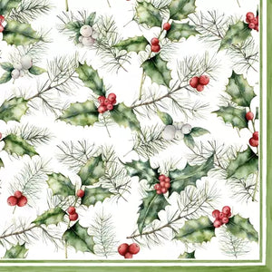 Lunch Napkin - Holly & Mistletoe