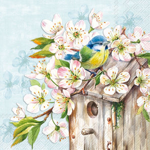 Lunch Napkin - Cherry Blossom BIrdhouse