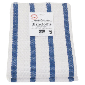 Basketweave Dishcloth Blue S/2