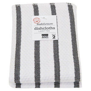 Basketweave Dishcloth Black  S/2