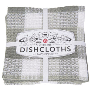 Check Dishcloth S/3 - London Grey