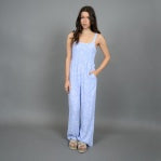 Joliette Printed Crepe Jumpsuit - Azure
