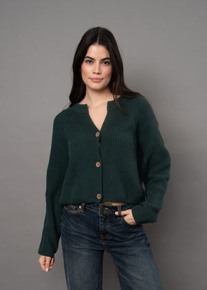 Rhaine Raglan Sleeve Cardigan - Green
