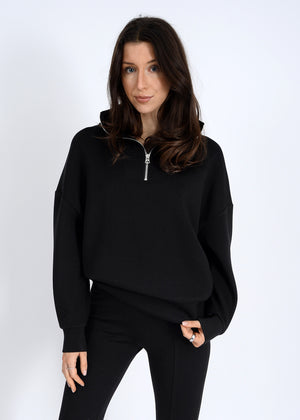 Seanni Soft Knit Half Zip - black