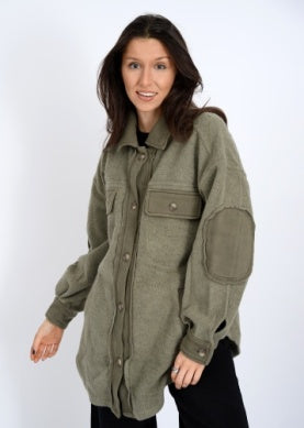 Lexi Fleece Shacket - Olive