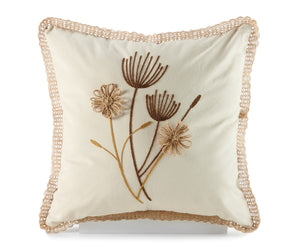Cream Pillow with Floral Design